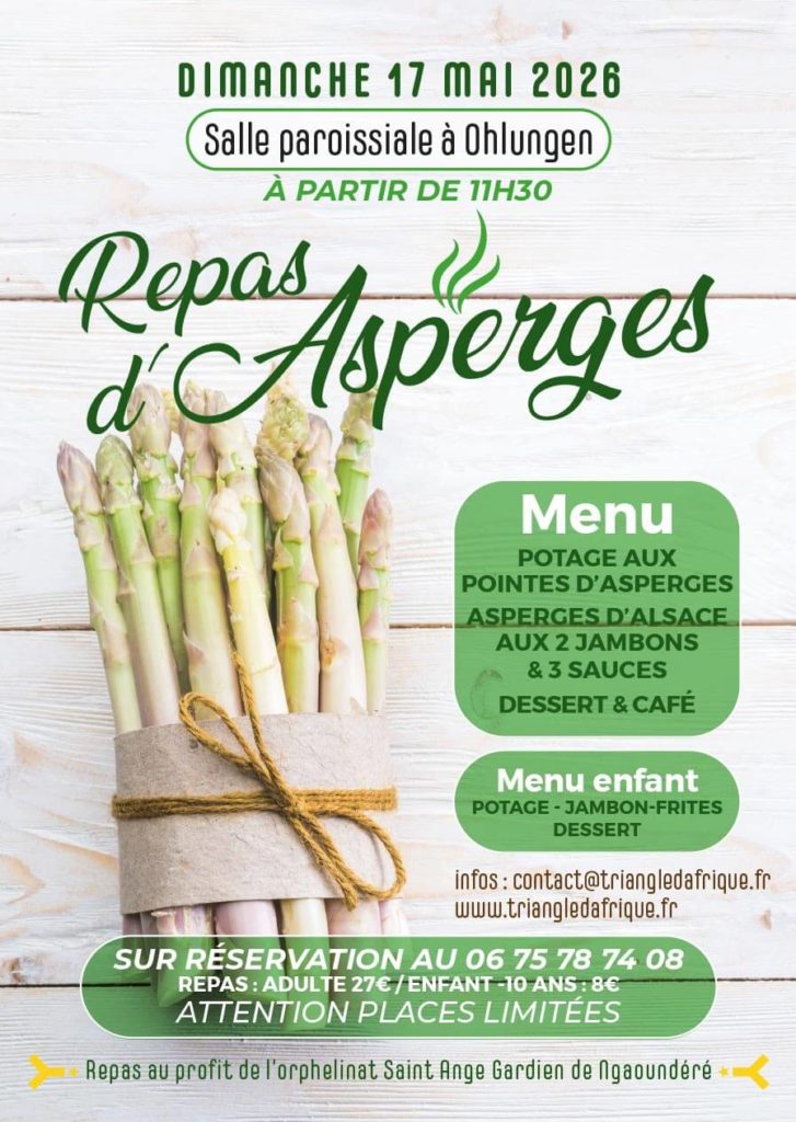 Flyer Repas Asperges à Ohlungen le 17 mai 2026